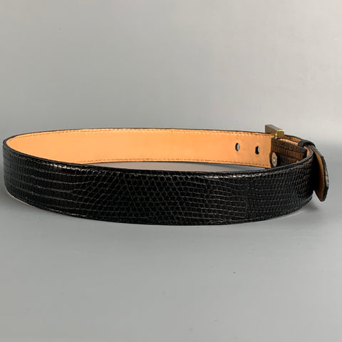 VAN AMBURG Size 32 Black Embossed Leather Belt