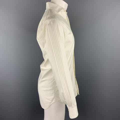 ETRO Size S White Horizontal Stripe Cotton Button Up Long Sleeve Shirt