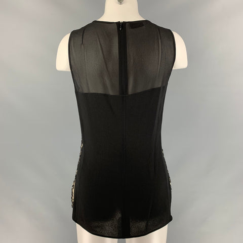 AKRIS Size 6 Black & White Viscose & Silk Blouse