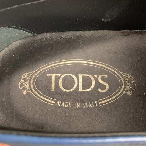 TOD'S Mocasines Penny sin cordones de cuero antiguo azul talla 10
