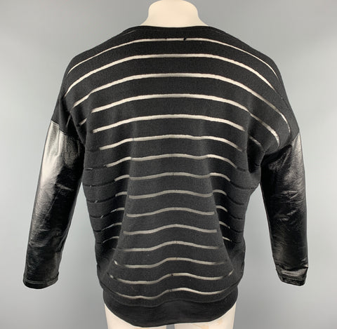 JUNYA WATANABE Jersey con cuello redondo y mezcla de lana a rayas negras talla M