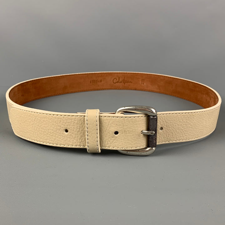 COLE HAAN Size 28 Cream Leather Belt