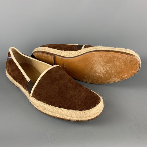 BALLY Size 10 Brown Solid Suede Slip On Loafers
