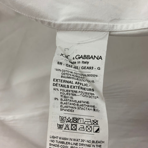 DOLCE & GABBANA Size M White Print Cotton Button Up Long Sleeve Shirt