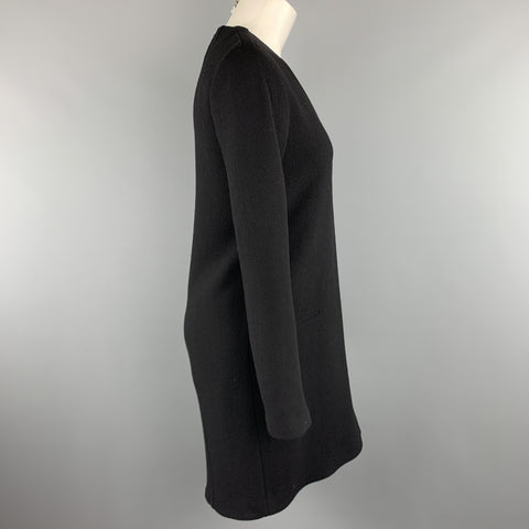 CoSTUME NATIONAL Size 4 Black Wool Long Sleeve Wrap Dress