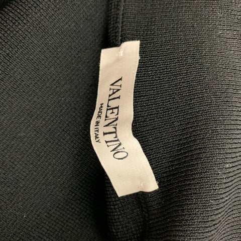VALENTINO Size L Black White Logo Viscose Blend Zip Up Jacket