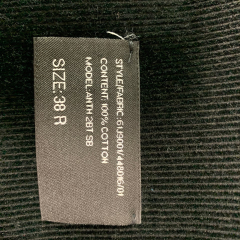 RALPH LAUREN Size 38 Black Corduroy Cotton Notch Lapel Sport Coat