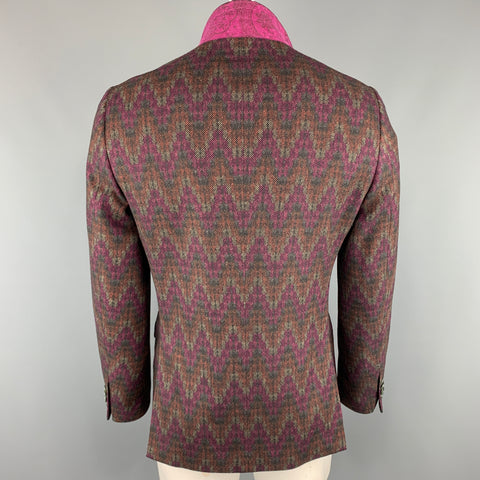 ETRO Chest Size 42 Print Multi-Color Wool Blend Notch Lapel Sport Coat