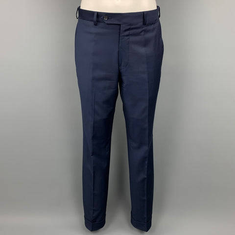 SAMUELSOHN Size 40 Navy Wool Notch Lapel Custom Suit