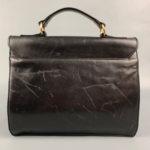 Vintage LANVIN Black Leather Top Handles Handbag