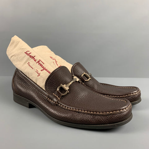 SALVATORE FERRAGAMO Size 9.5 Brown Leather Loafers