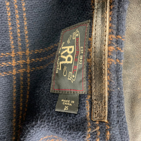RRL by RALPH LAUREN Size XL Dark Brown Distressed Leather Bomber Jacket
