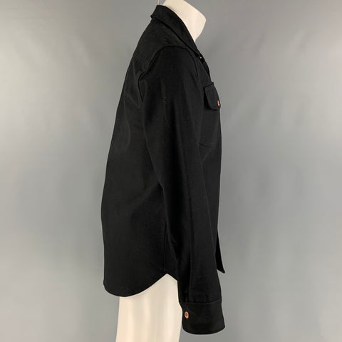 SIDNAW COMPANY Size M Black Solid Canvas Snaps Long Sleeve Shirt