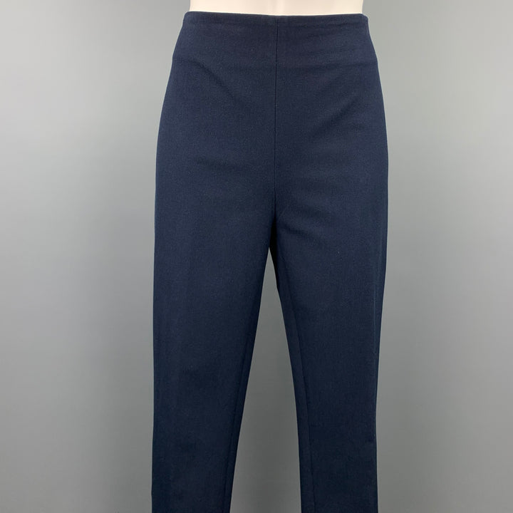 JOSEPH Size 12 Navy Gabardine Viscose / Cotton Dress Pants