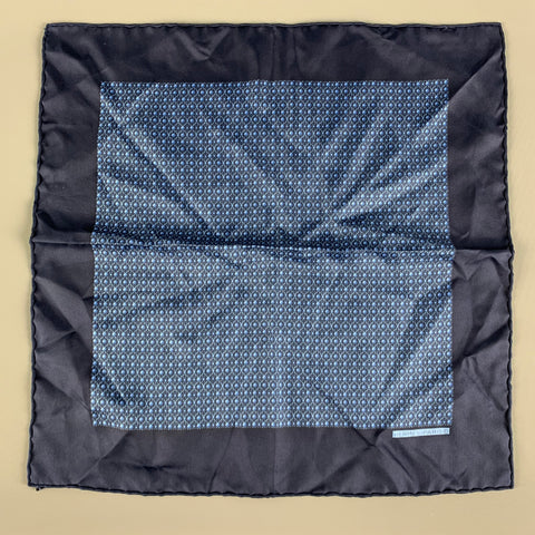 HERMES Navy Blue Dots Silk Twill Pocket Square