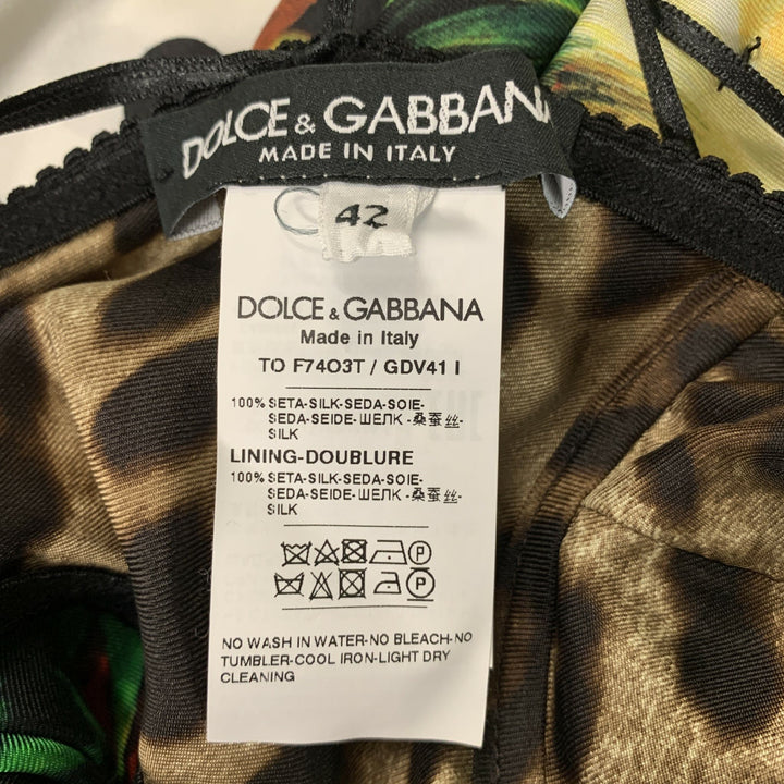 DOLCE & GABBANA Size 6 Multi-Color Silk Handkerchief Strapless Blouse