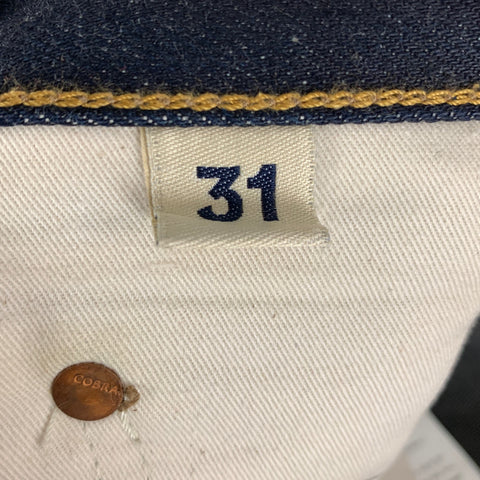 C.O.F. STUDIO Size 31 Indigo Contrast Stitch Selvedge Denim Button Fly Jeans