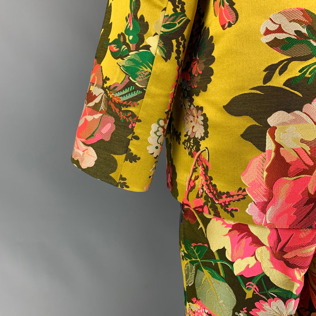 DRIES VAN NOTEN x CHRISTIAN LACROIX SS 20 Size 4 Multi-Color Floral Jacquard Polyester Blend Pants Suit