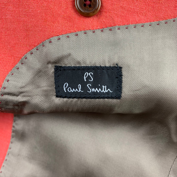 PS by PAUL SMITH Size 40 Coral Cotton / Linen Peak Lapel Sport Coat