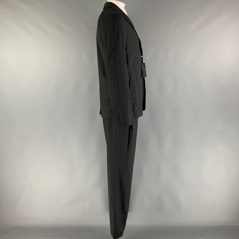 EMPORIO ARMANI  Size 44 Black Solid Wool Silk Shawl Collar 38 33 Suit