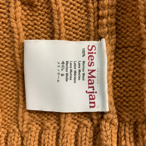 SIES MARJAN Size XS Gold Cable Knit Merino Wool Crew-Neck Sweater