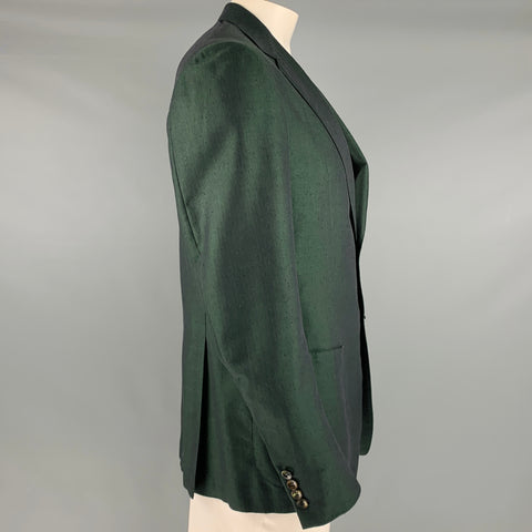 SARTORIO Taille 44 Manteau de sport long à revers cranté en laine de soie verte