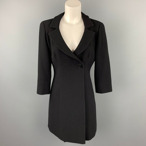ARMANI COLLEZIONI Taille 6 Manteau en laine à revers vierge noir