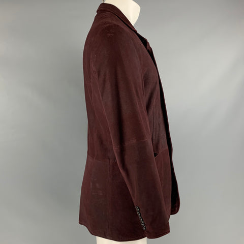 JOHN VARVATOS Size 38 Burgundy Suede Single breasted Jacket