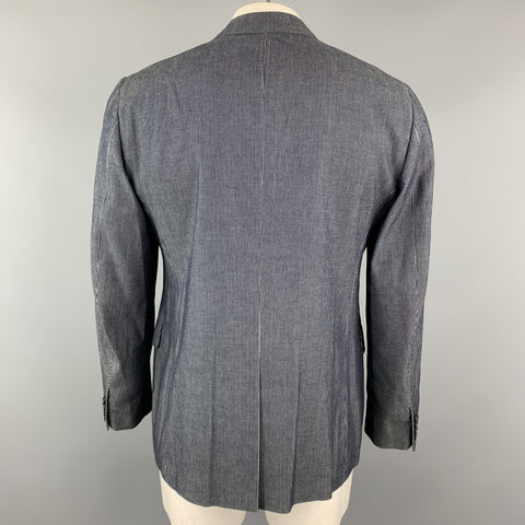 RRL by RALPH LAUREN Size 44 Indigo Pinstripe Cotton Peak Lapel Sport Coat