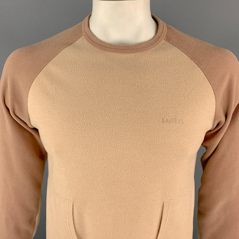 COMME des GARCONS GANRYU Size L Brown Color Block Cotton Crew-Neck Pullover Sweater