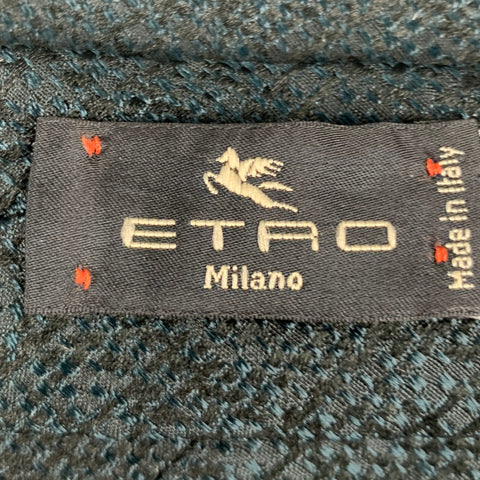 ETRO Green Black Textured Silk Tie