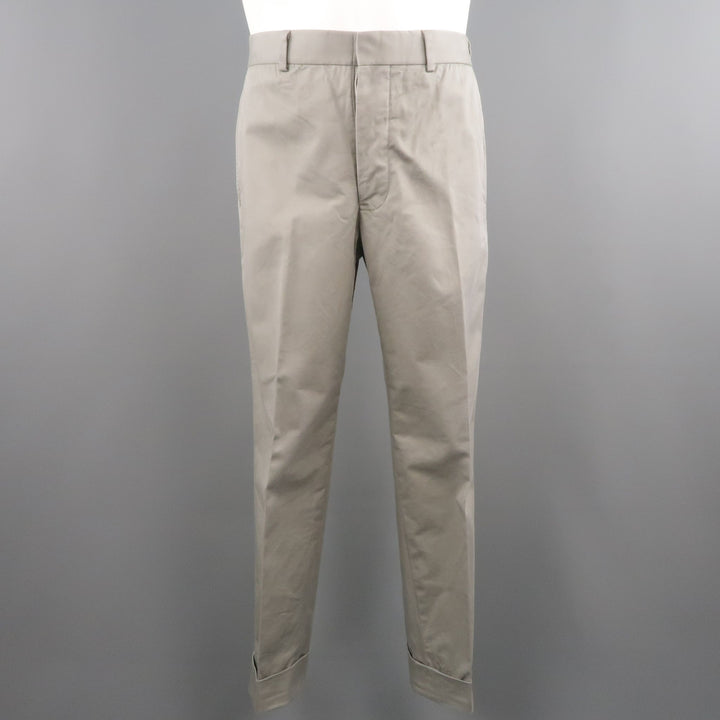 BLACK FLEECE Talla 32 BB1 Pantalón chino con puños de algodón gris claro