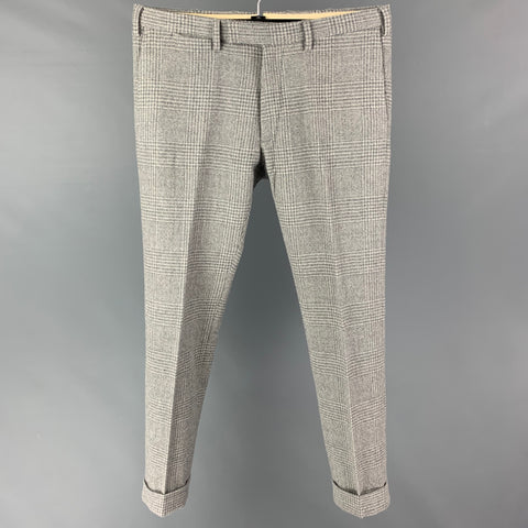 GANT RUGGER Size 32 Grey Plaid Wool Zip Fly Dress Pants