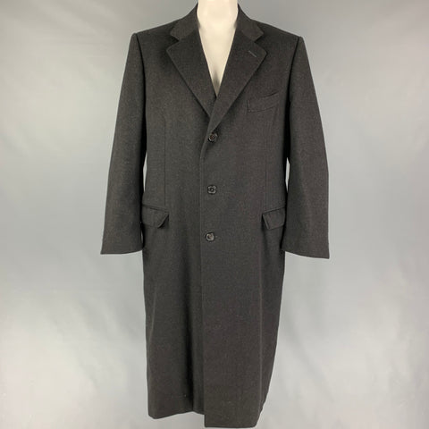 ERMENEGILDO ZEGNA Size 48 Charcoal Cashmere Notch Lapel Coat