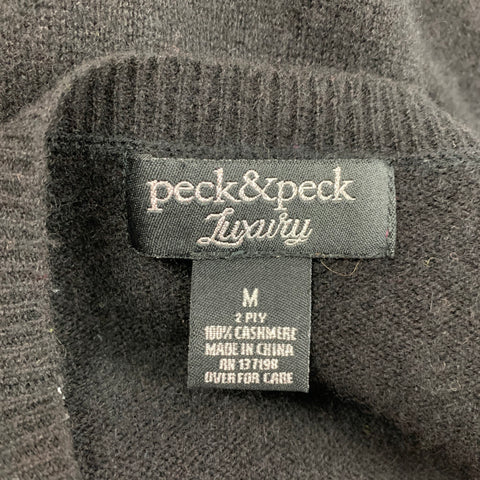 PECK&PECK Size M Black Cashmere Long Sleeve Pullover