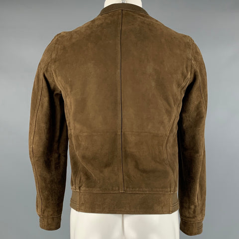 MASSIMO DUTTI Size S Brown Suede Bomber Jacket