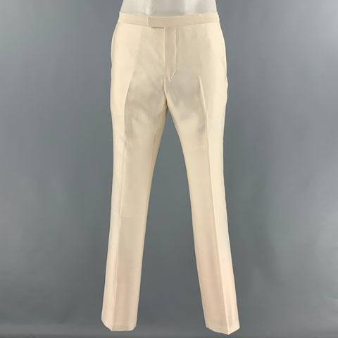 GUCCI Size 34 Beige Solid Wool  Silk Zip Fly Dress Pants