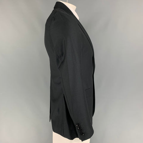 ETRO Size 44 Black Wool Peak Lapel Sport Coat