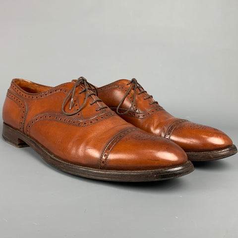 ALDEN 911 Size 15 Brown Cognac Perforated Leather Cap Toe Lace Up Shoes