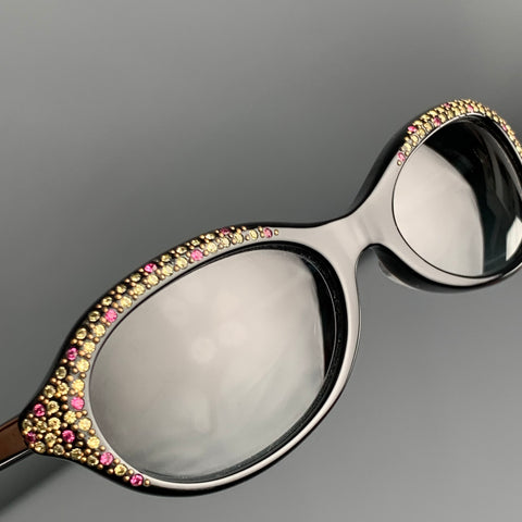 FRANCIS KLEIN Black Acetate Rhinestones Sunglasses