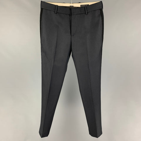 ALEXANDER MCQUEEN Size 30 Navy Wool Tuxedo Dress Pants