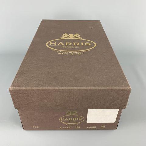 CALZOLERIA HARRIS Size 10 Black Leather Square Toe Dress Shoe