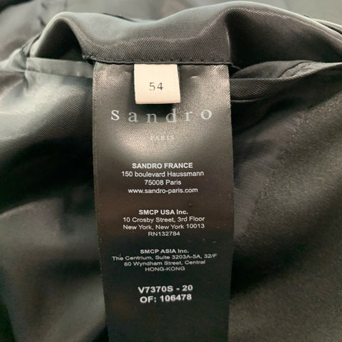 SANDRO Size 44 Black Solid Wool Tuxedo Sport Coat