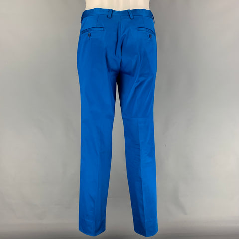 VERSACE COLLECTION Size 38 Royal Blue Cotton Notch Lapel Suit