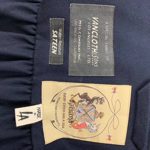 MONITALY Size M Navy Sateen Double Breasted Coat