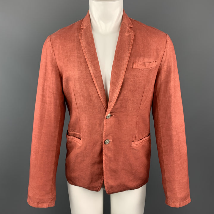 JUST CAVALLI Washed Brick Red Cotton / Linen Notch Lapel Sport Coat