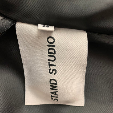 STAND STUDIO Talla M Abrigo con solapa de muesca con estampado de piel de serpiente en mezcla de poliéster gris y negro