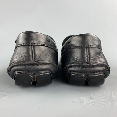 PRADA Size 8.5 Black Leather Drivers Loafers
