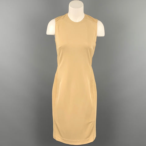 RALPH LAUREN Black Label Taille 2 Robe droite en peau d'agneau mélangée en viscose beige