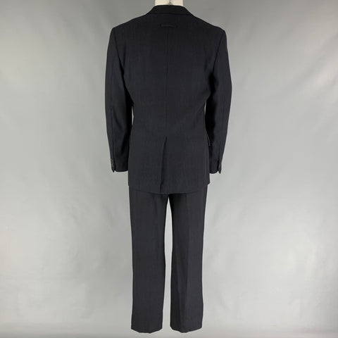JEAN PAUL GAULTIER Size 40 Navy Black Stripe Wool Notch Lapel Suit